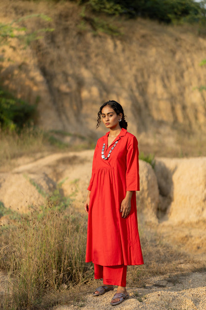 Tomato Red Kurta Set