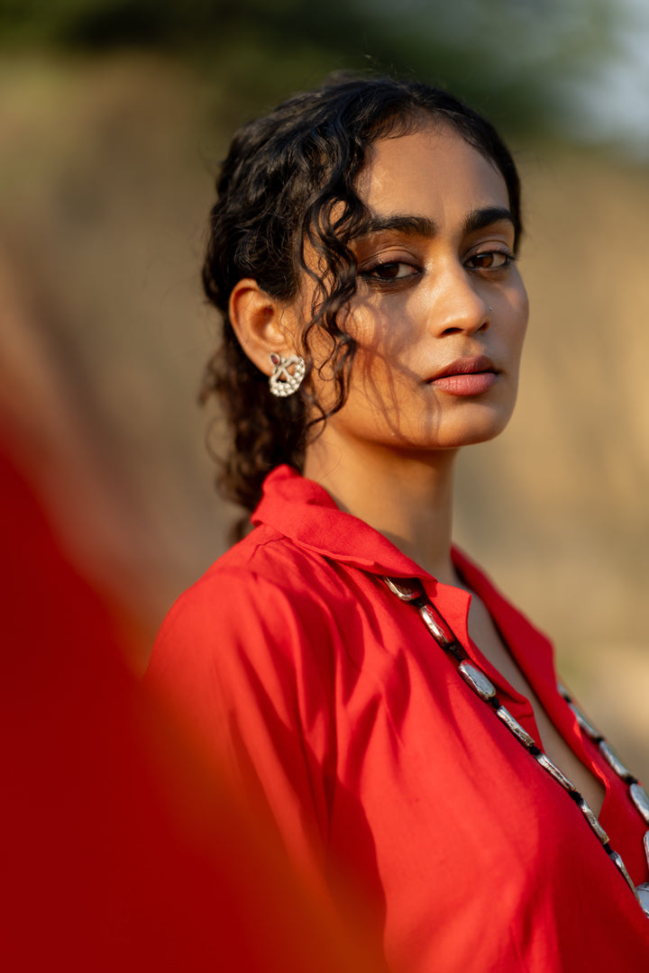 Tomato Red Kurta Set with Dupatta