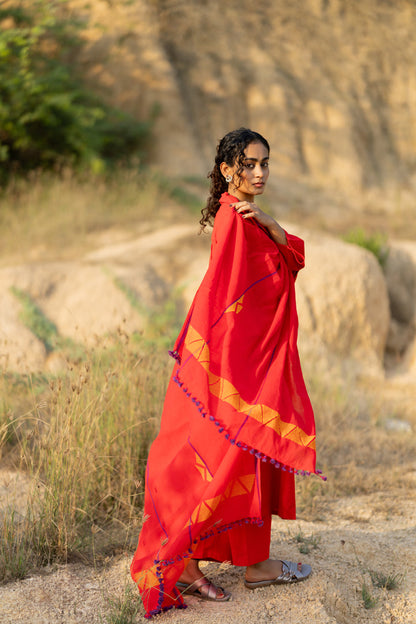 Tomato Red Kurta Set with Dupatta