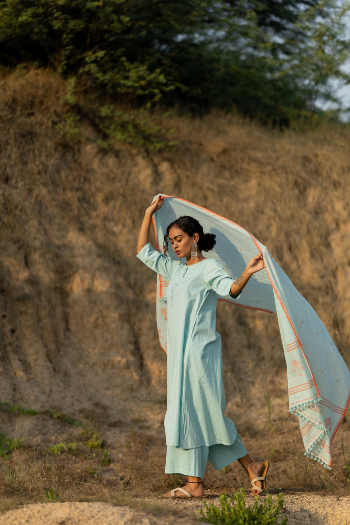 Dewy Blue Kurta Set with Dupatta