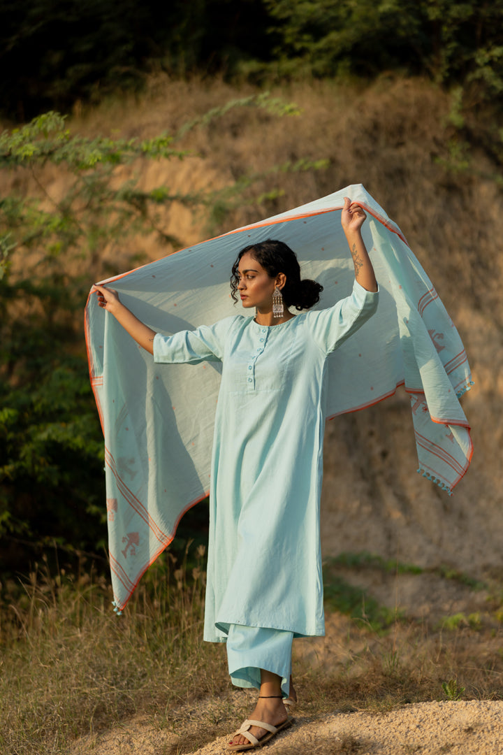 Dewy Blue Kurta Set with Dupatta