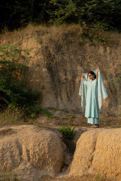Dewy Blue Kurta Set with Dupatta
