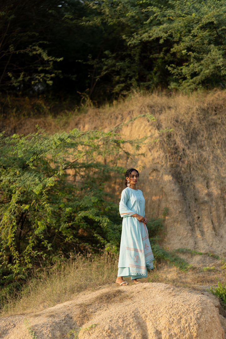 Dewy Blue Kurta Set with Dupatta
