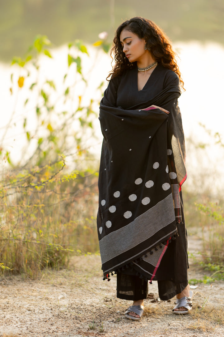 Raven Black Kurta Set with Dupatta