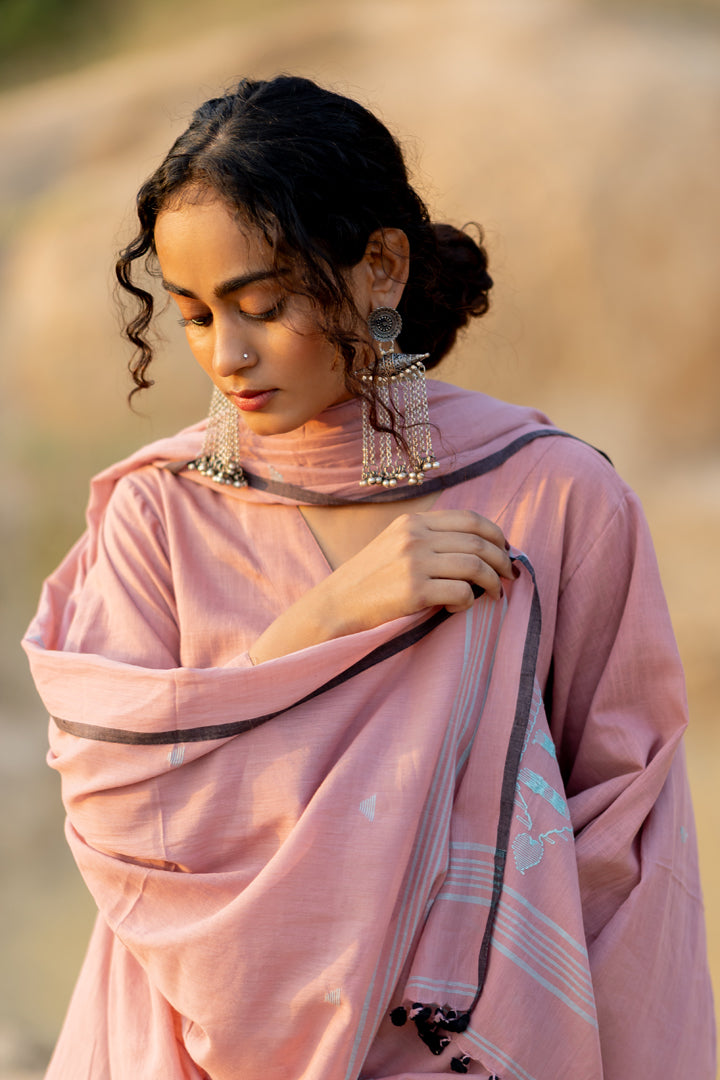 Millenial Pink Kurta Set with Dupatta