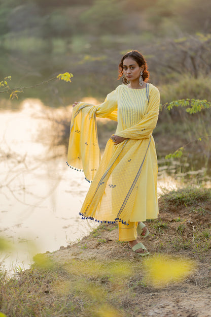 Cupcake Yellow Kurta Set with Dupatta