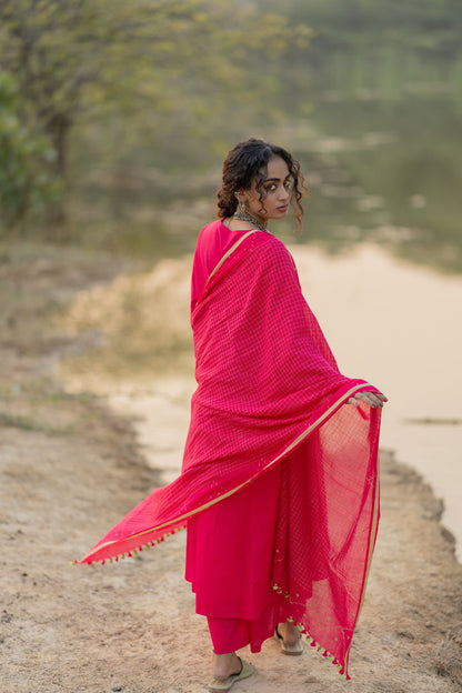 Cerise Kurta Set with Dupatta