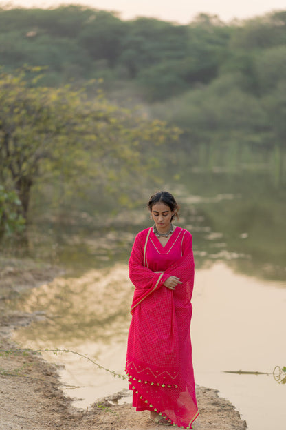 Cerise Kurta Set with Dupatta