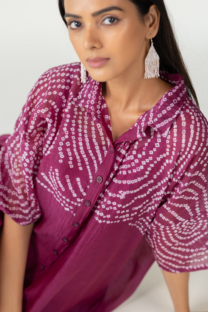 Berry Swirl Bandhani Tunic and Pants Set