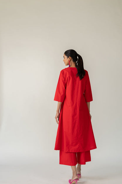 Rouge Polka Embroidered Kurta