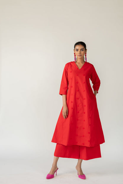 Rouge Polka Embroidered Kurta