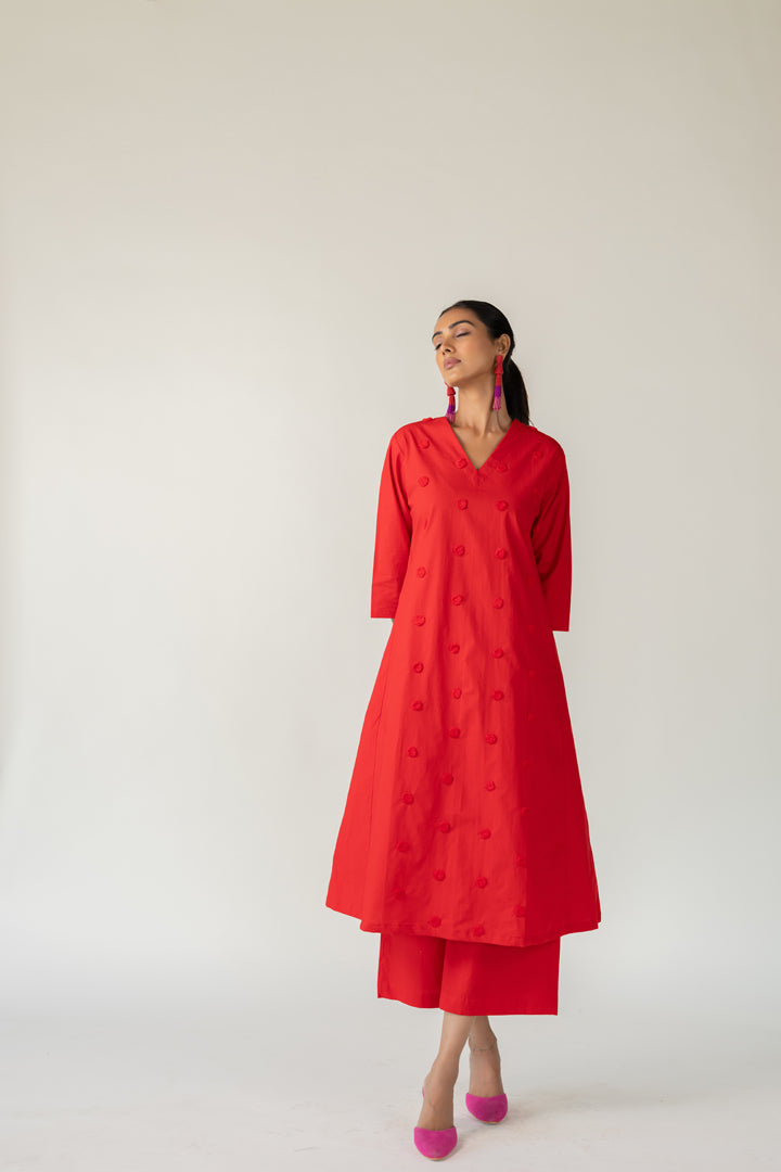 Rouge Polka Embroidered Co-Ord