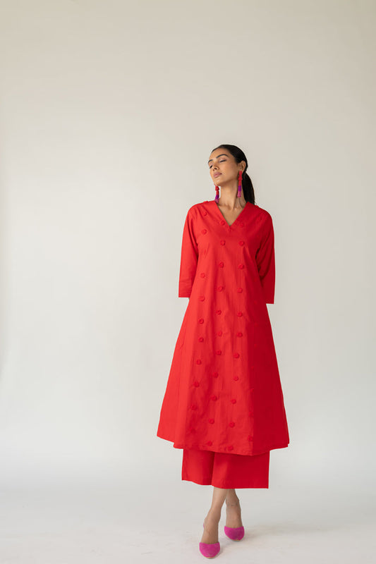 Rouge Polka Embroidered Co-Ord