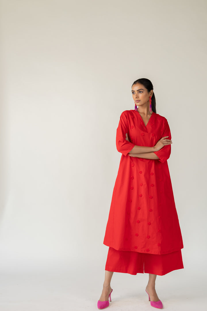 Rouge Polka Embroidered Co-Ord