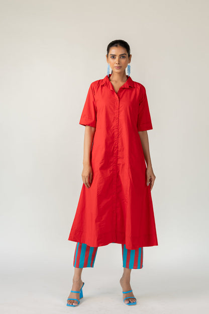 Scarlet Stride Shirt Dress