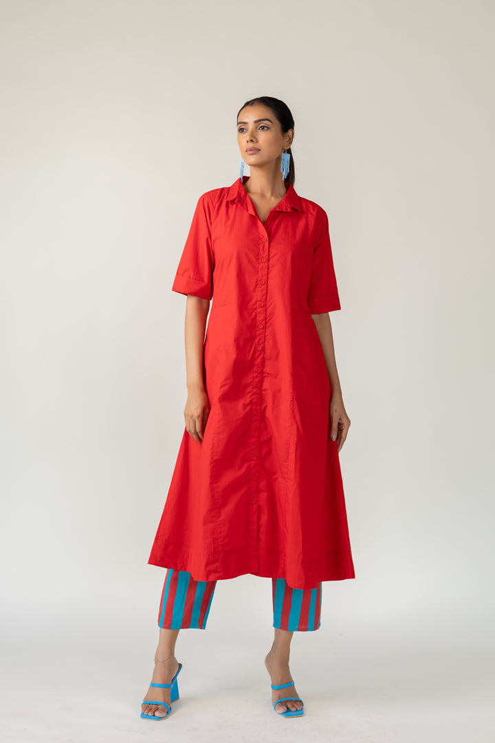 Scarlet Stride Shirt Dress