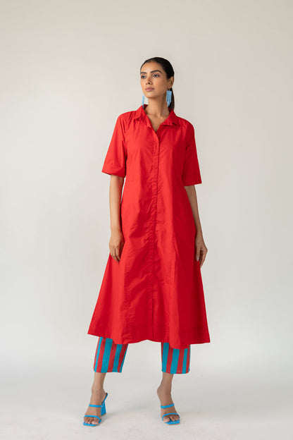 Scarlet Stride Shirt Dress