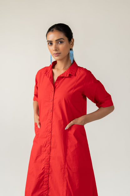Scarlet Stride Shirt Dress