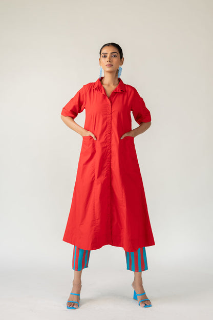 Scarlet Stride Shirt Dress