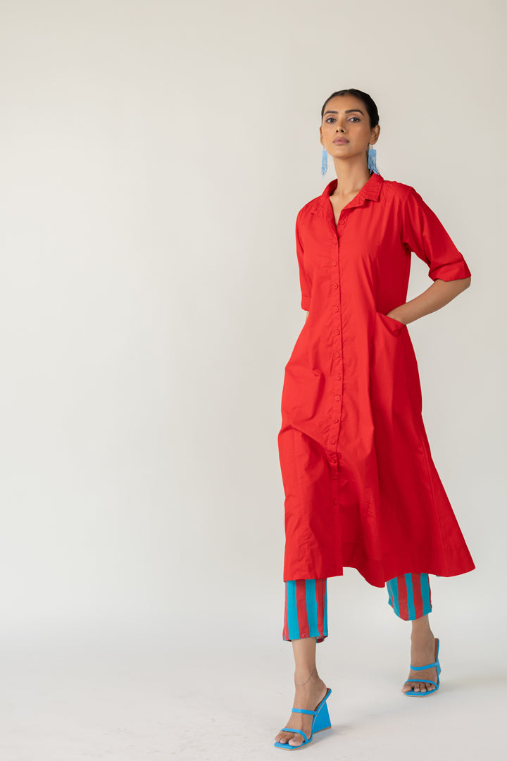 Scarlet Stride Shirt Dress