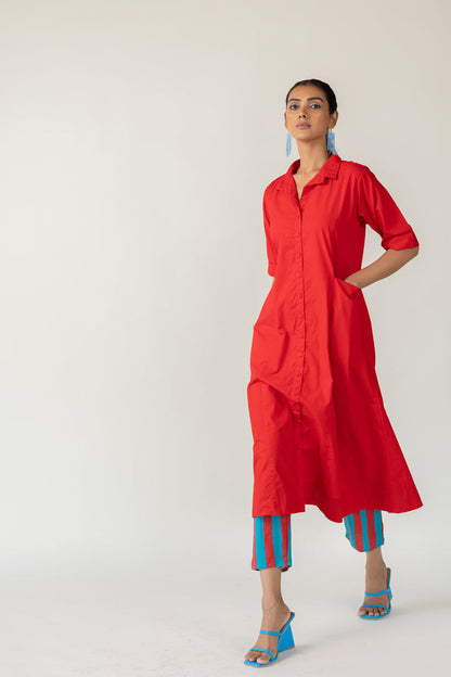 Scarlet Stride Shirt Dress