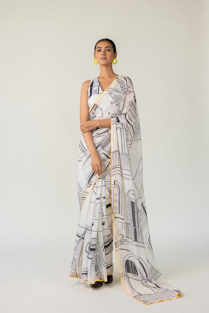 Mediterranean Citylines Saree