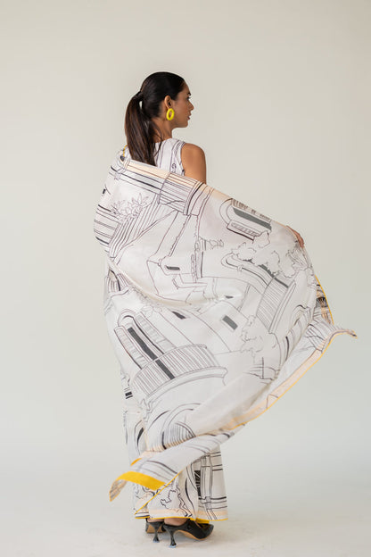 Mediterranean Citylines Saree