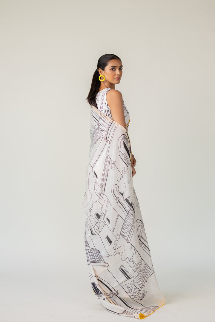 Mediterranean Citylines Saree