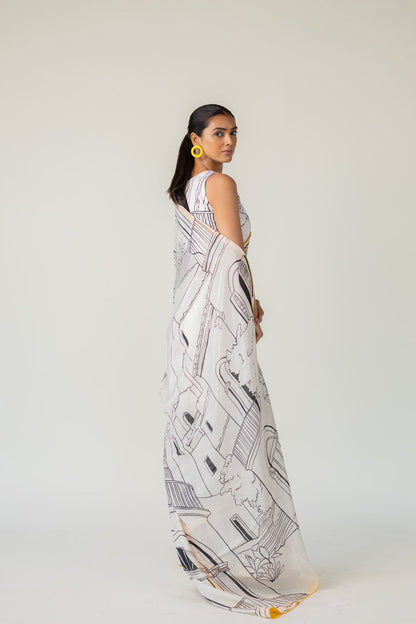 Mediterranean Citylines Saree