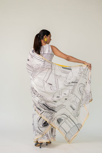 Mediterranean Citylines Saree