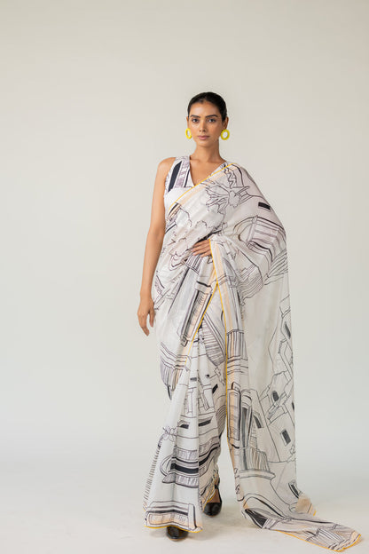 Mediterranean Citylines Saree