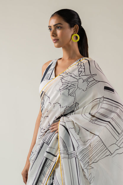 Mediterranean Citylines Saree