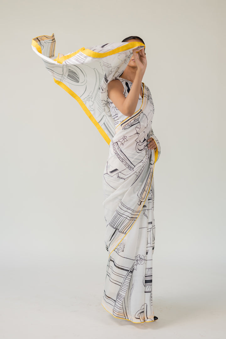 Mediterranean Citylines Saree