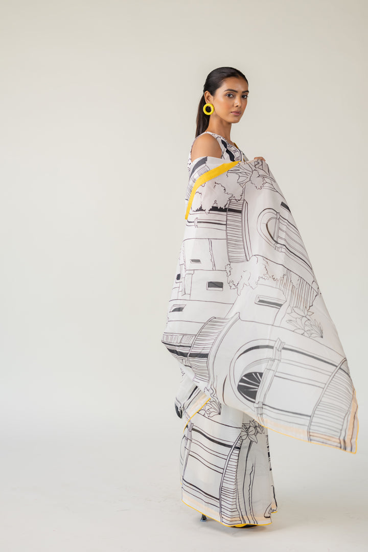 Mediterranean Citylines Saree