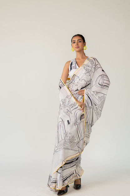 Mediterranean Citylines Saree