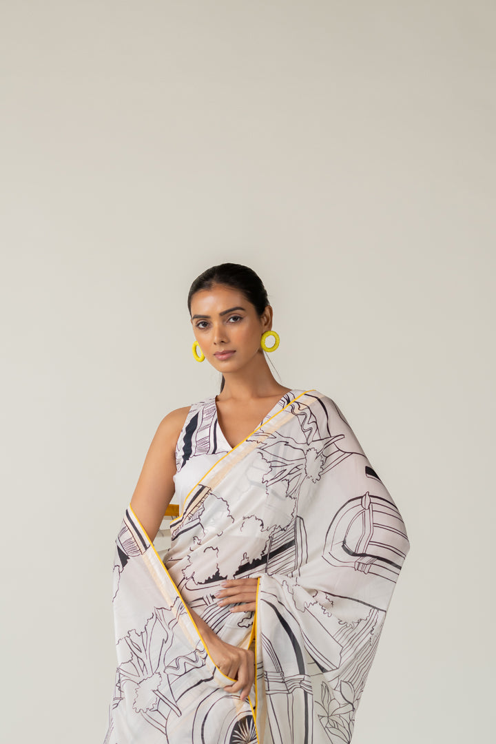 Mediterranean Citylines Saree