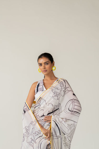 Mediterranean Citylines Saree