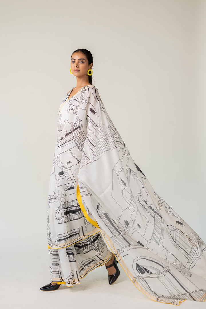 Mediterranean Citylines Saree