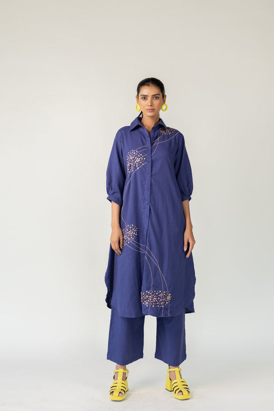 Indigo and Ecru Fluidity Tunic Set