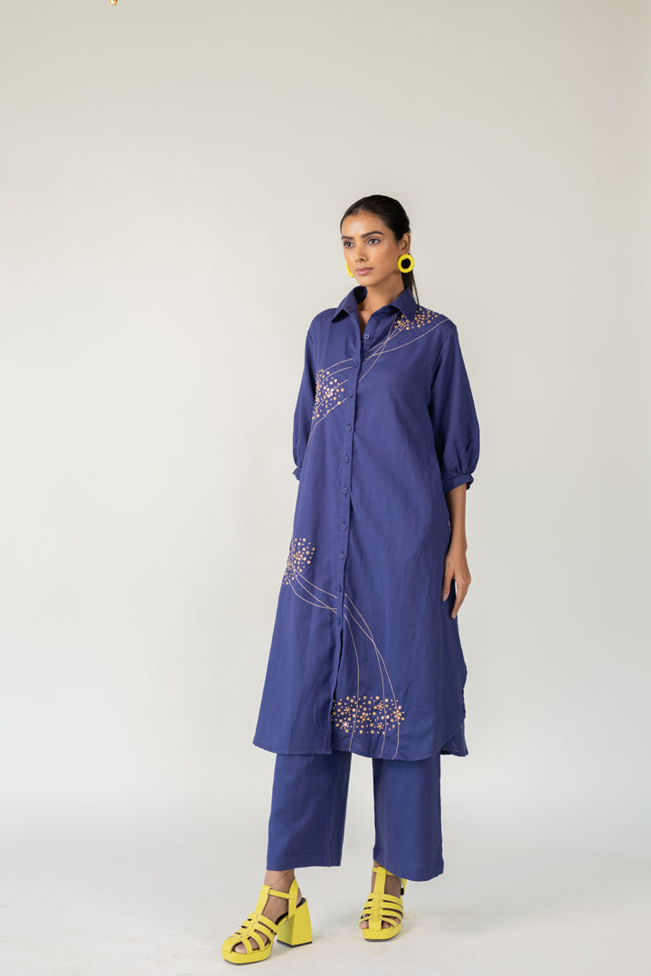 Indigo and Ecru Fluidity Tunic