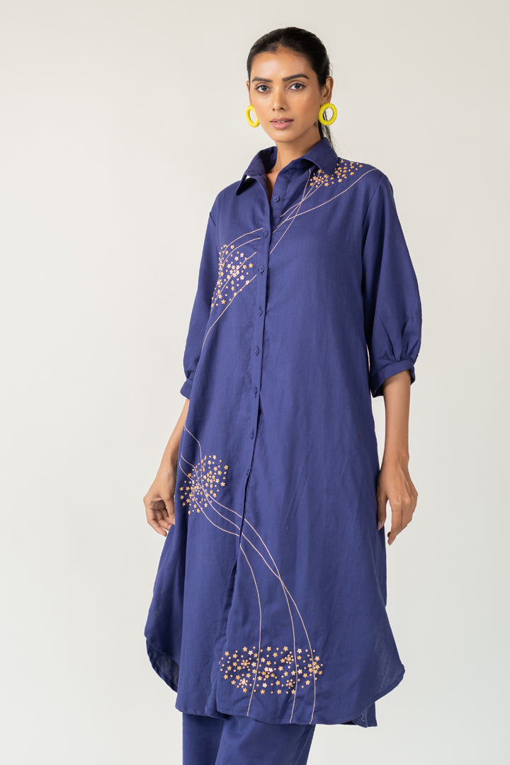 Indigo and Ecru Fluidity Tunic Set