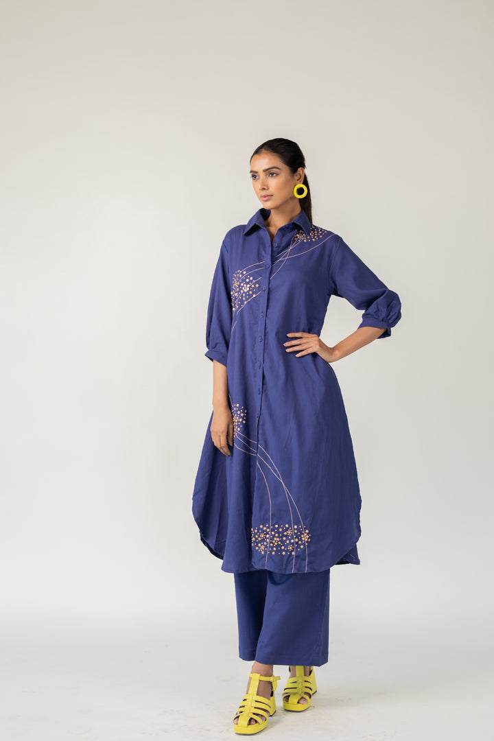 Indigo and Ecru Fluidity Tunic Set