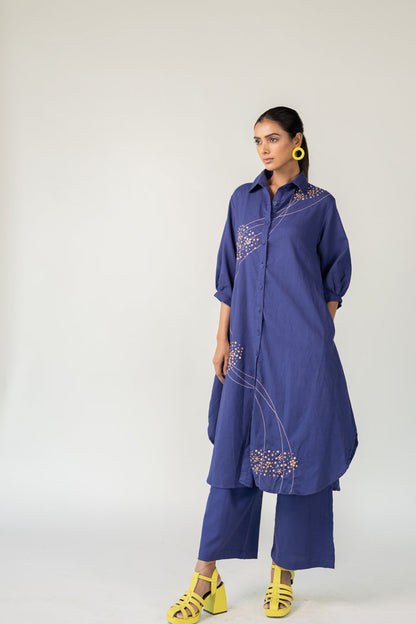 Indigo and Ecru Fluidity Tunic Set