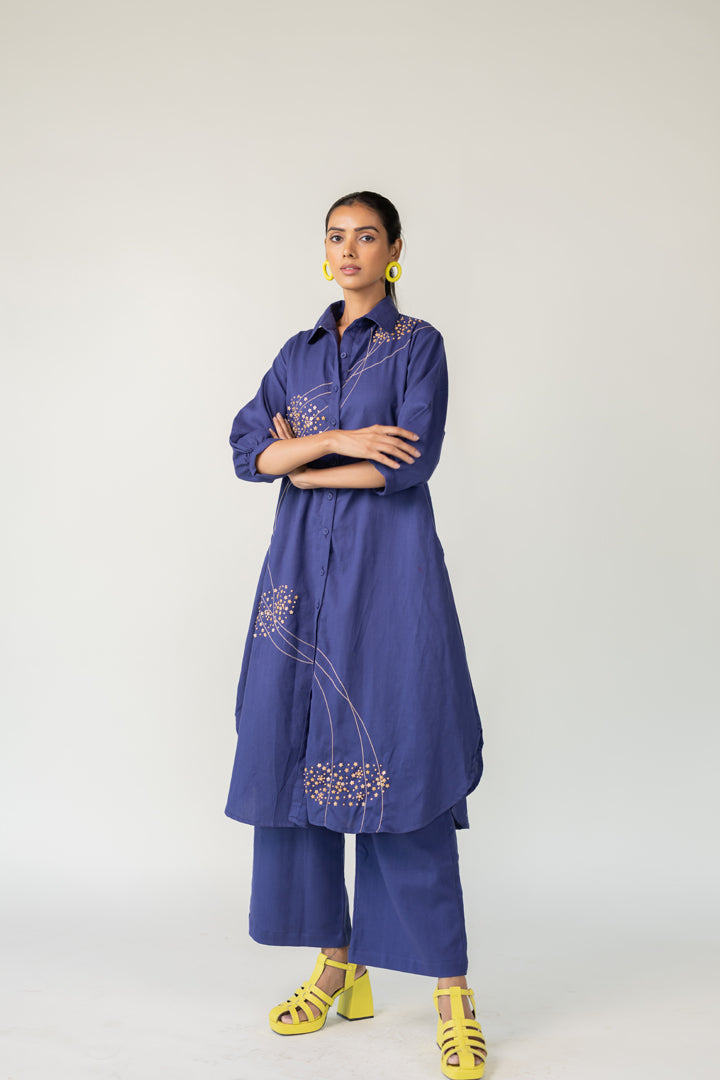 Indigo and Ecru Fluidity Tunic