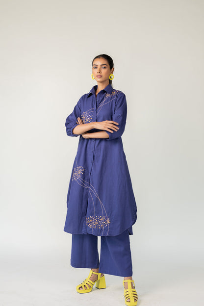 Indigo and Ecru Fluidity Tunic