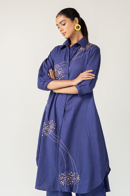 Indigo and Ecru Fluidity Tunic