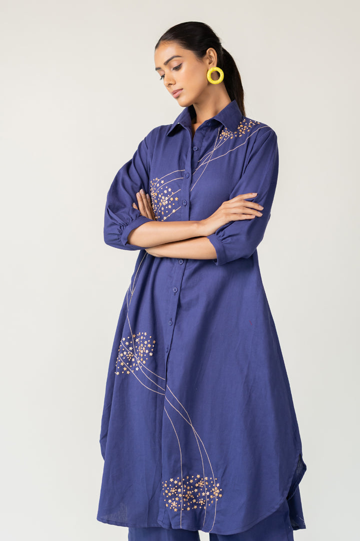 Indigo and Ecru Fluidity Tunic Set