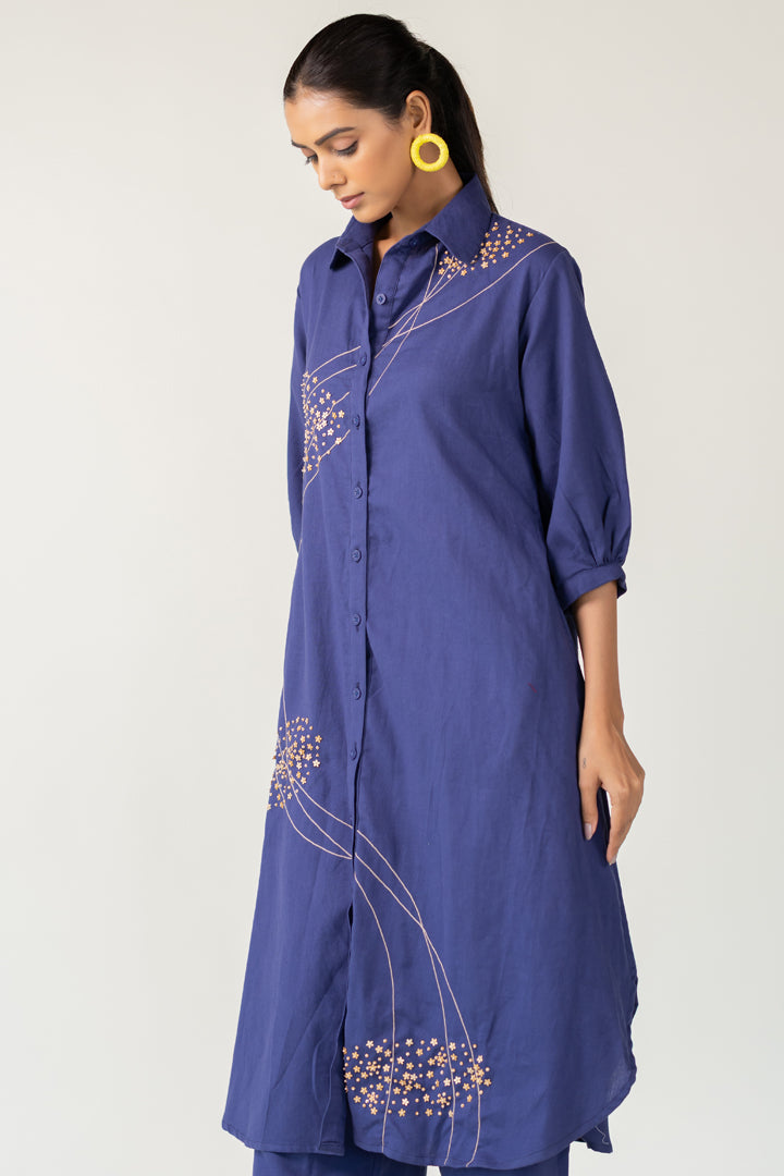 Indigo and Ecru Fluidity Tunic