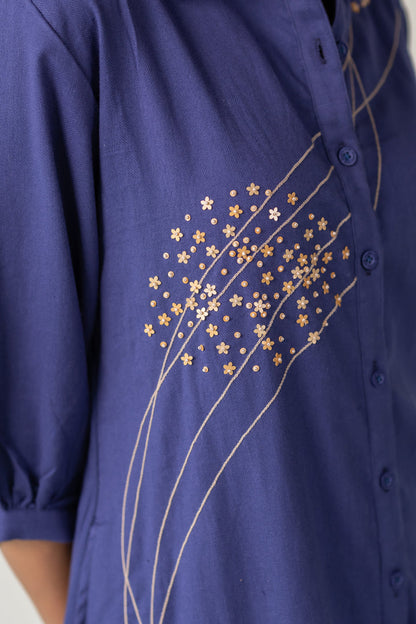 Indigo and Ecru Fluidity Tunic Set