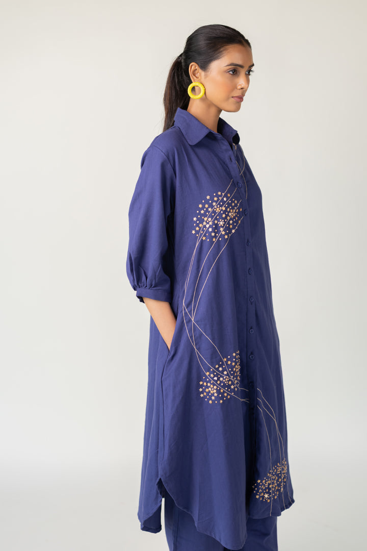 Indigo and Ecru Fluidity Tunic